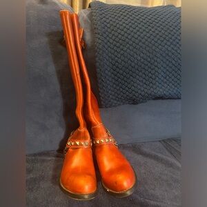 John Fluevog red boots!  Very cool boots with a chain.